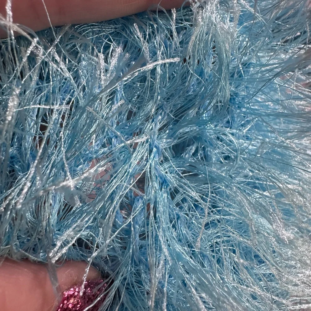 Handmade Blue Fluffy Eyelash Long Scarf